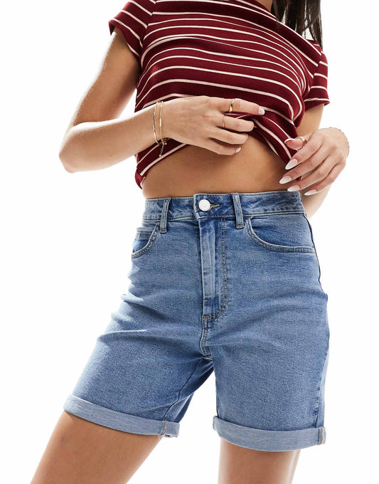 Denim Shorts With Turn Up