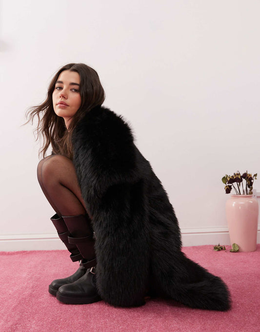 Mid Length Faux Fur Coat