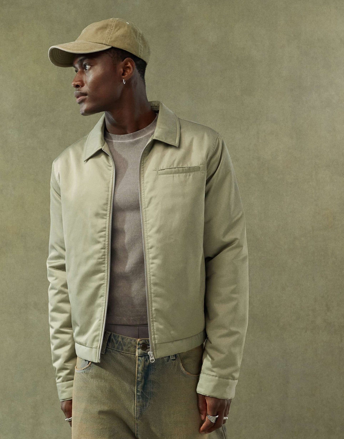 Satin Cropped Harrington Jacket