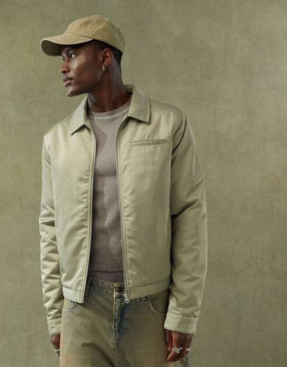 Satin Cropped Harrington Jacket