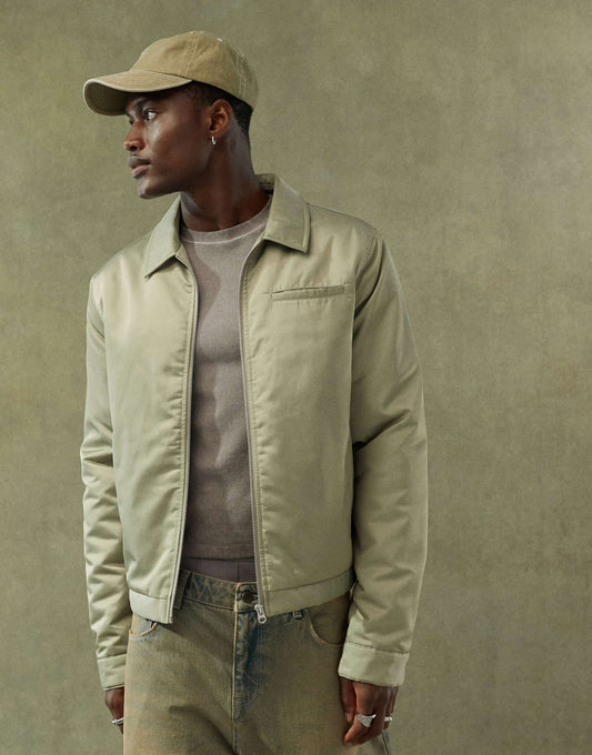 Satin Cropped Harrington Jacket