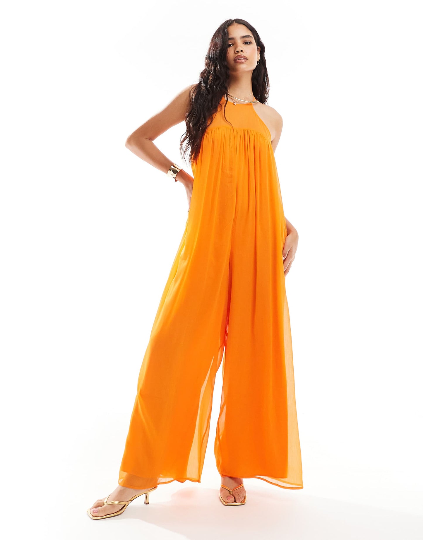 Chiffon High Neck Trapeze Jumpsuit