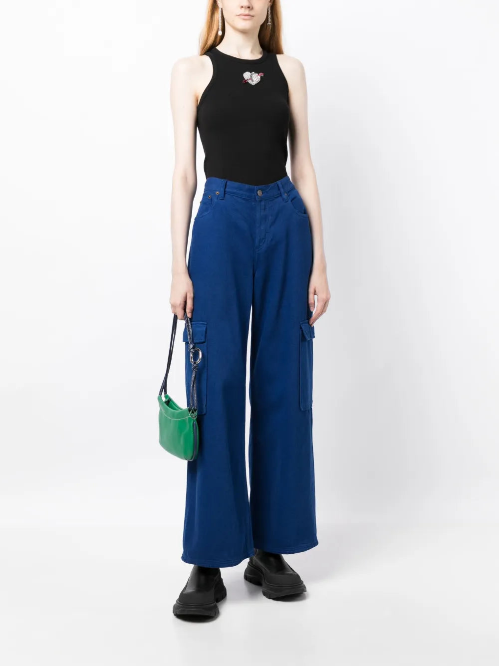 Ribbed Heart-Embellished Top
