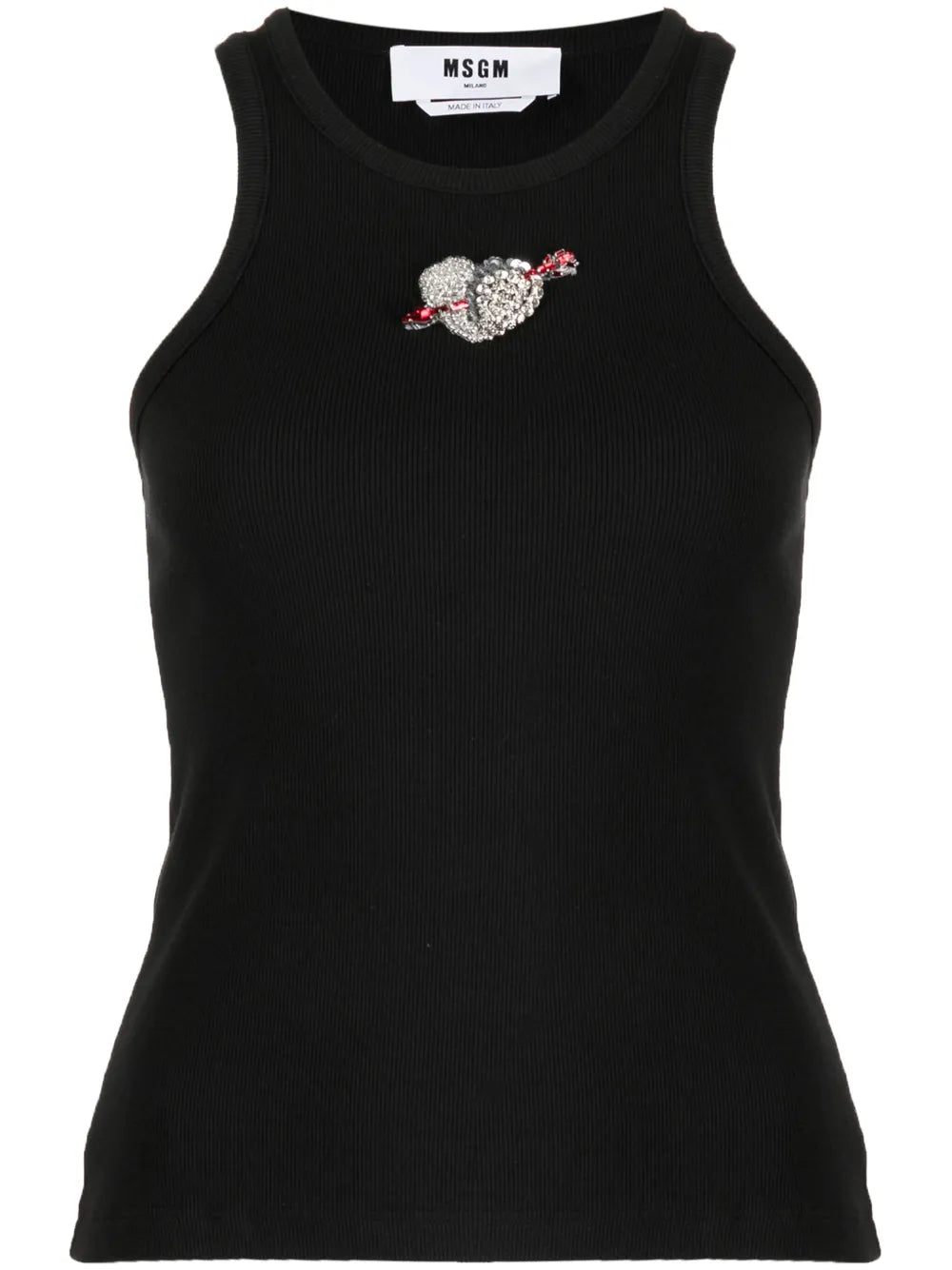 Ribbed Heart-Embellished Top