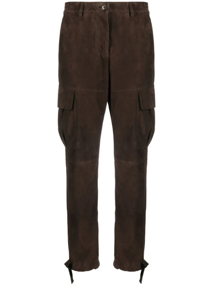 Straight-Leg Suede Trousers