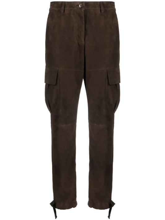 Straight-Leg Suede Trousers