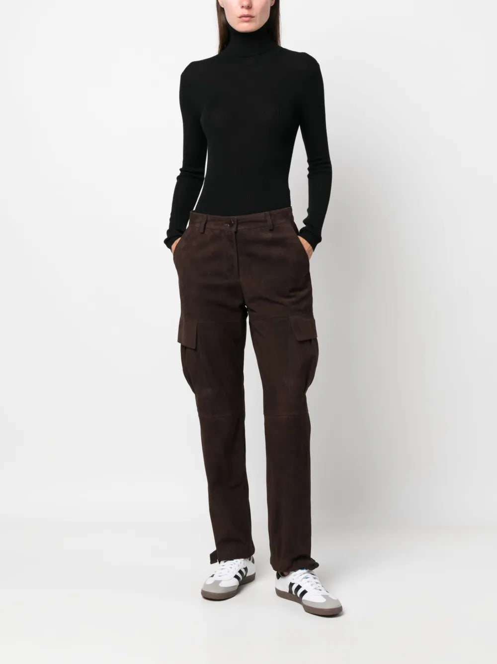 Straight-Leg Suede Trousers