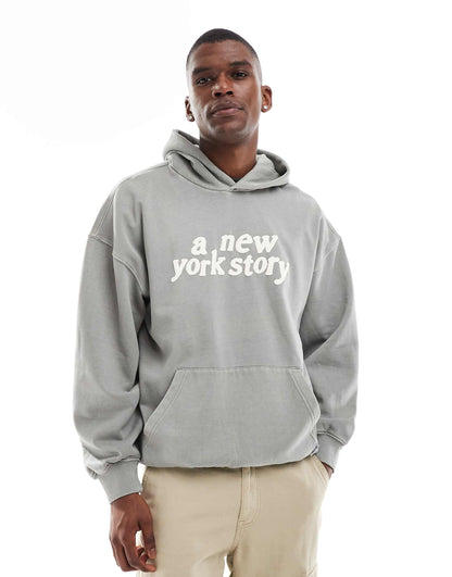 Relaxed Fit Hoodie With Ny Print