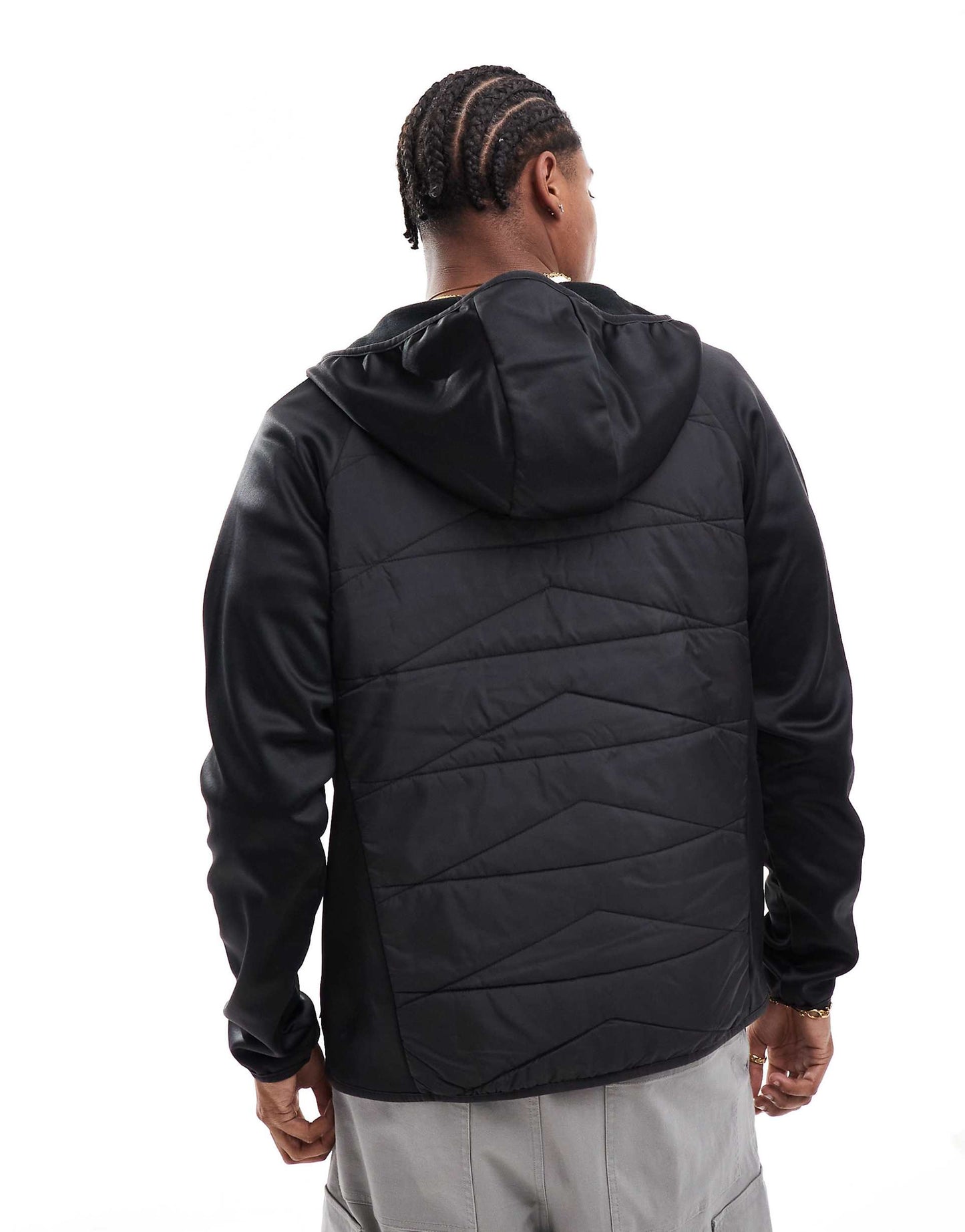 Multi Texture Padded Jacket With Hood