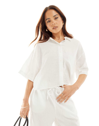 Linen Boxy Short Sleeved Shirt Co-Ord
