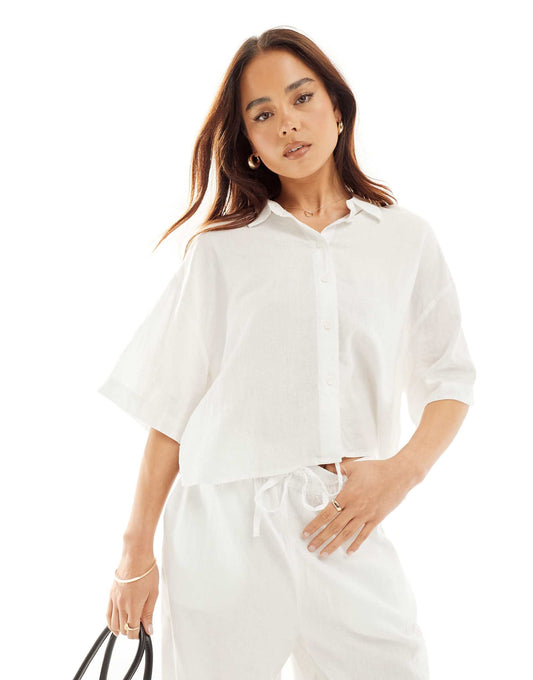 Linen Boxy Short Sleeved Shirt Co-Ord