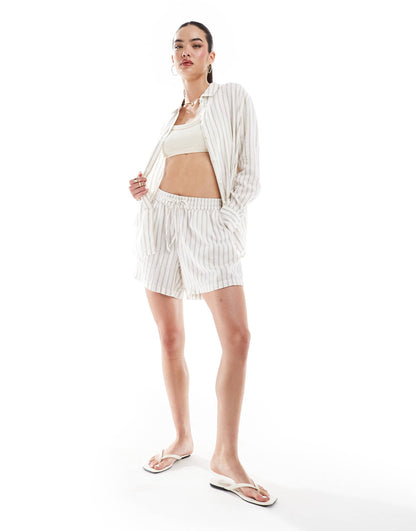 Linen Blend Loose A Line Shorts Co-Ord