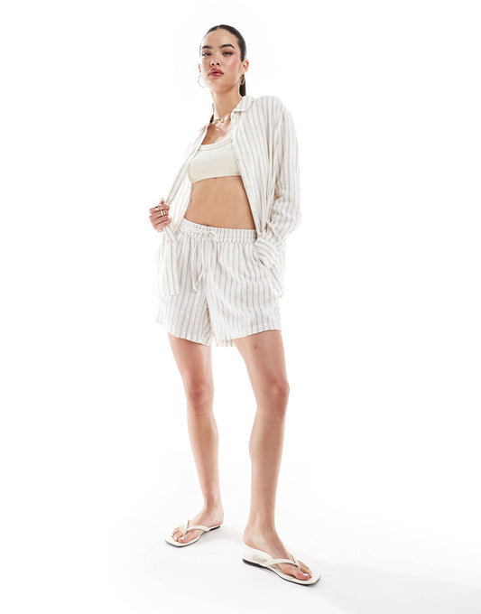 Linen Blend Loose A Line Shorts Co-Ord