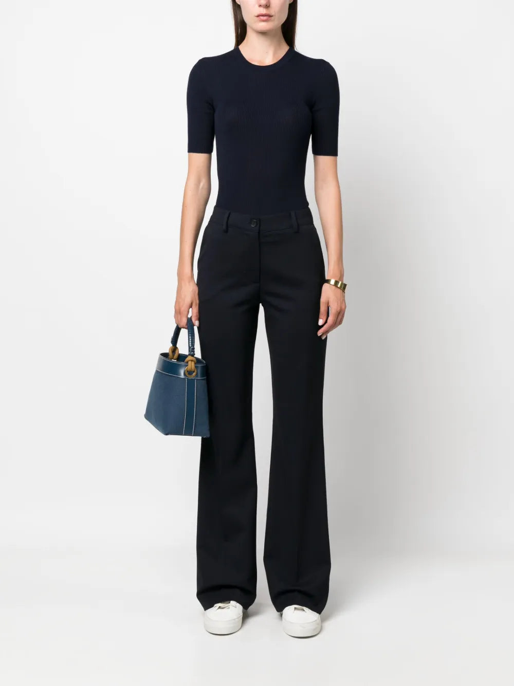 Ribbed-Knit Wool T-Shirt