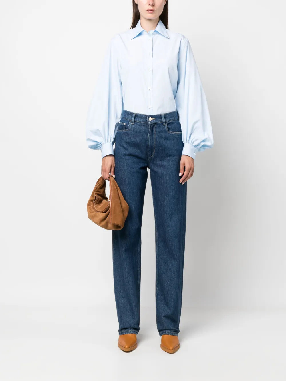 Bishop-Sleeves Cotton Shirt