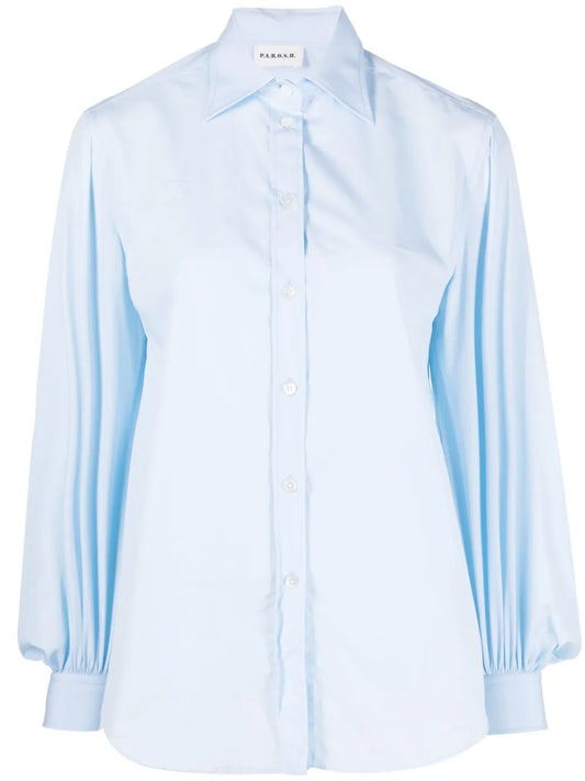 Bishop-Sleeves Cotton Shirt