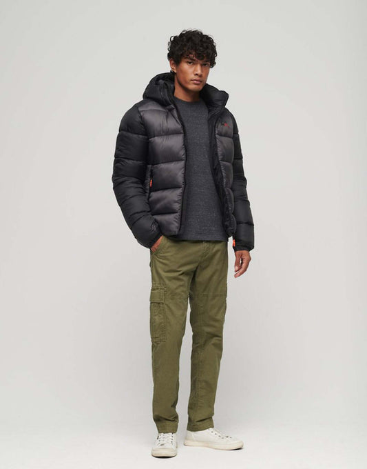 Hooded Colour Block Sports Puffer Jacket