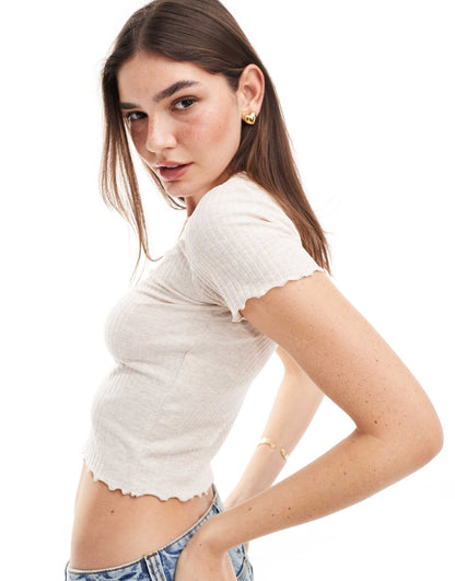 Cropped Lettuce Edge T-Shirt