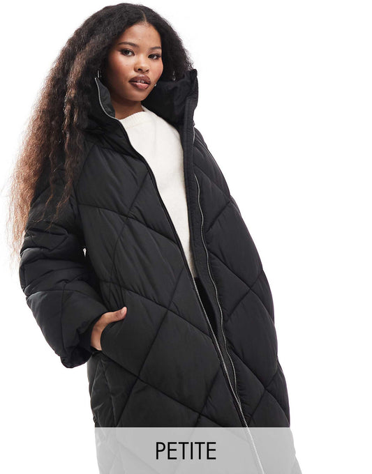 Petite Quilted Hooded Maxi Puffer Coat
