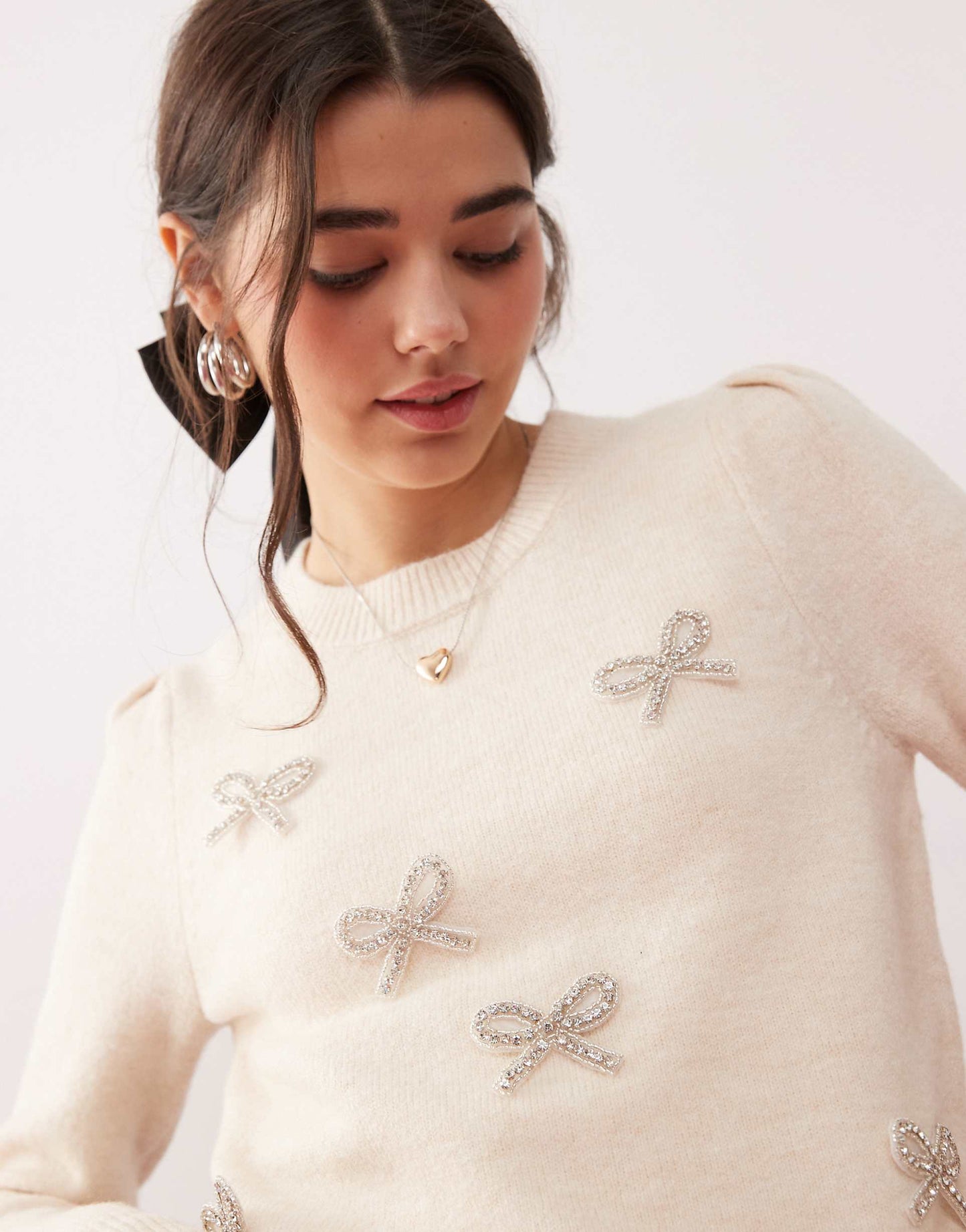 Diamante Puff Sleeve Jumper