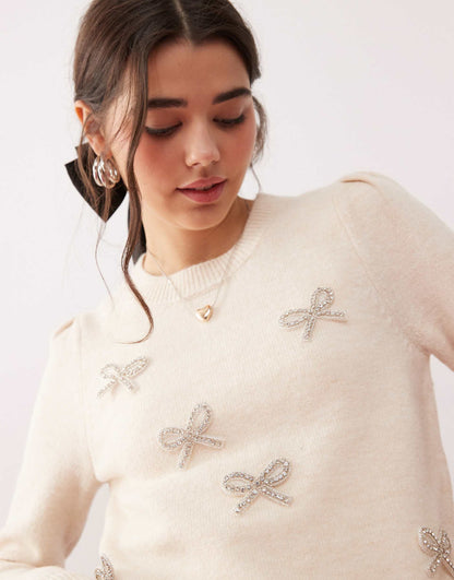 Diamante Puff Sleeve Jumper