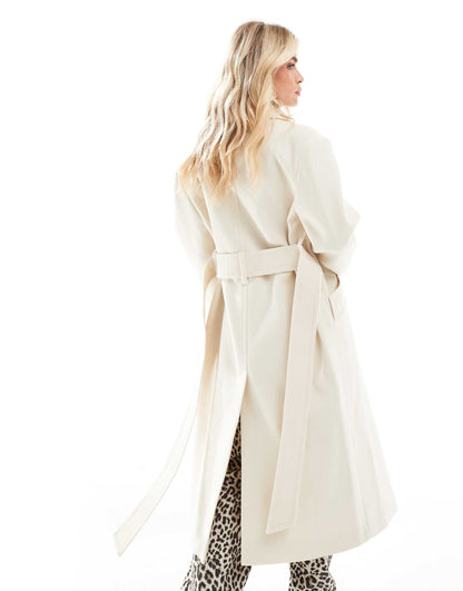 Petite Belted Wrap Formal Coat