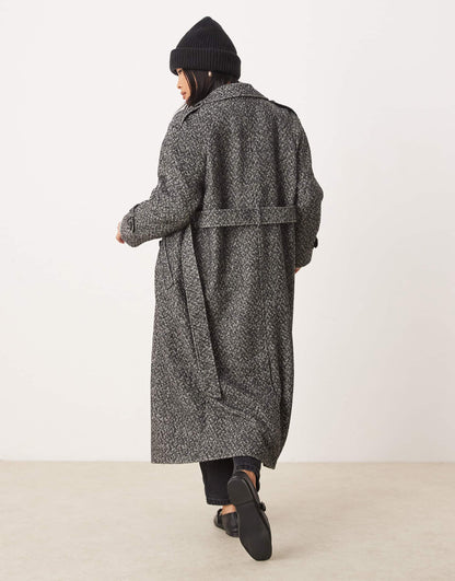 Petite Herringbone Belted Trench Coat