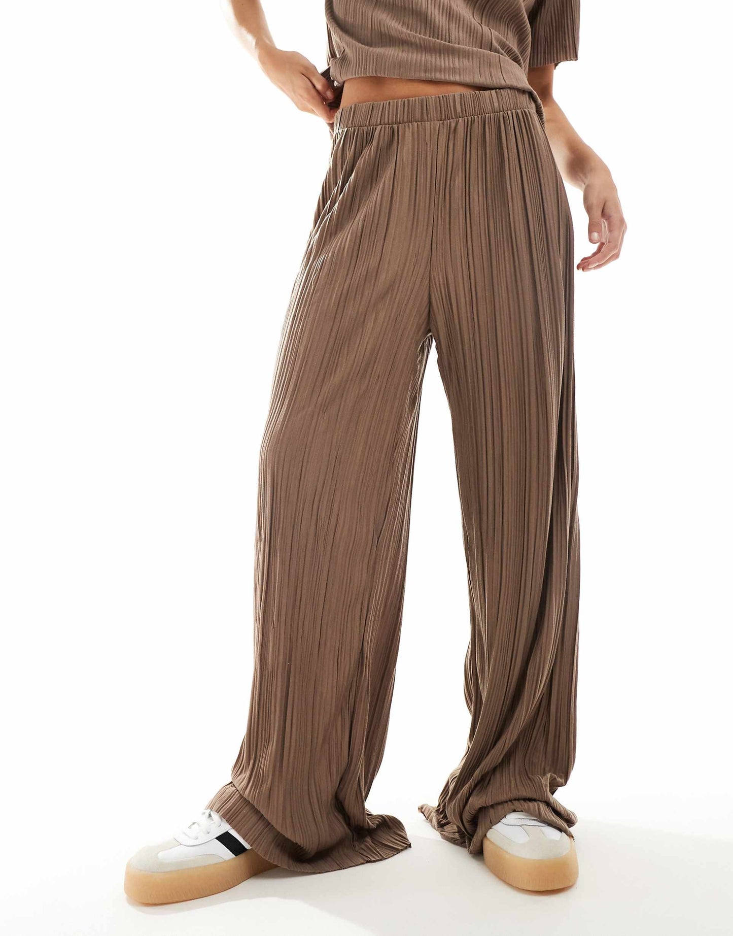 Wide Leg Plisse Trouser Co-Ord