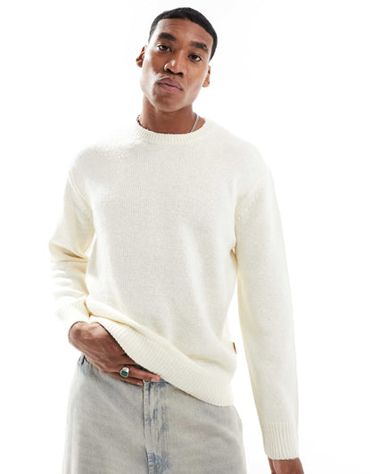 Crew Neck Textured Drop Shoulder Jumper