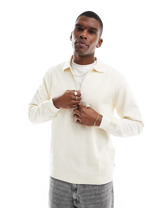 Long Sleeve 1/4 Zip Polo Top