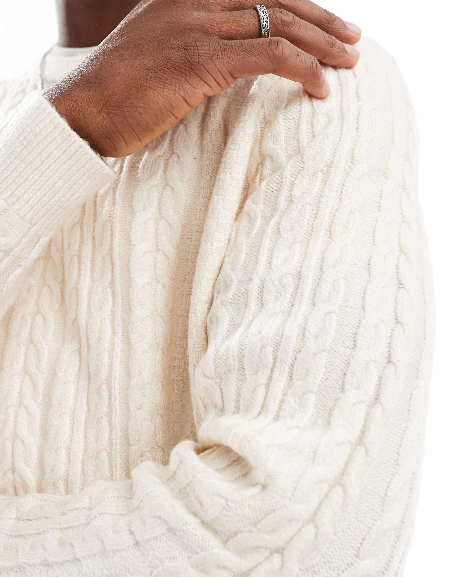 Relaxed Slouchy Crew Neck Cable Knit Jumper