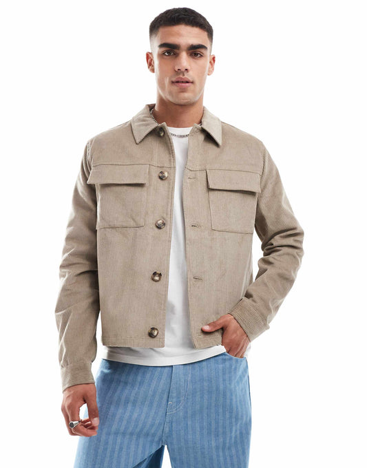 Cropped Cord Harrington Jacket