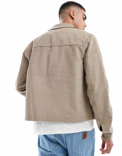 Cropped Cord Harrington Jacket