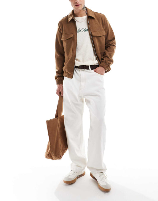 Wool Look Harrington Jacket