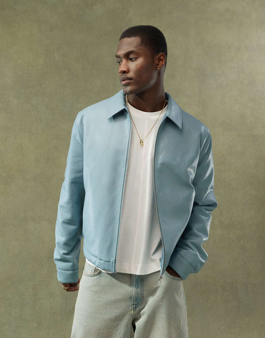 Faux Leather Cropped Harrington Jacket