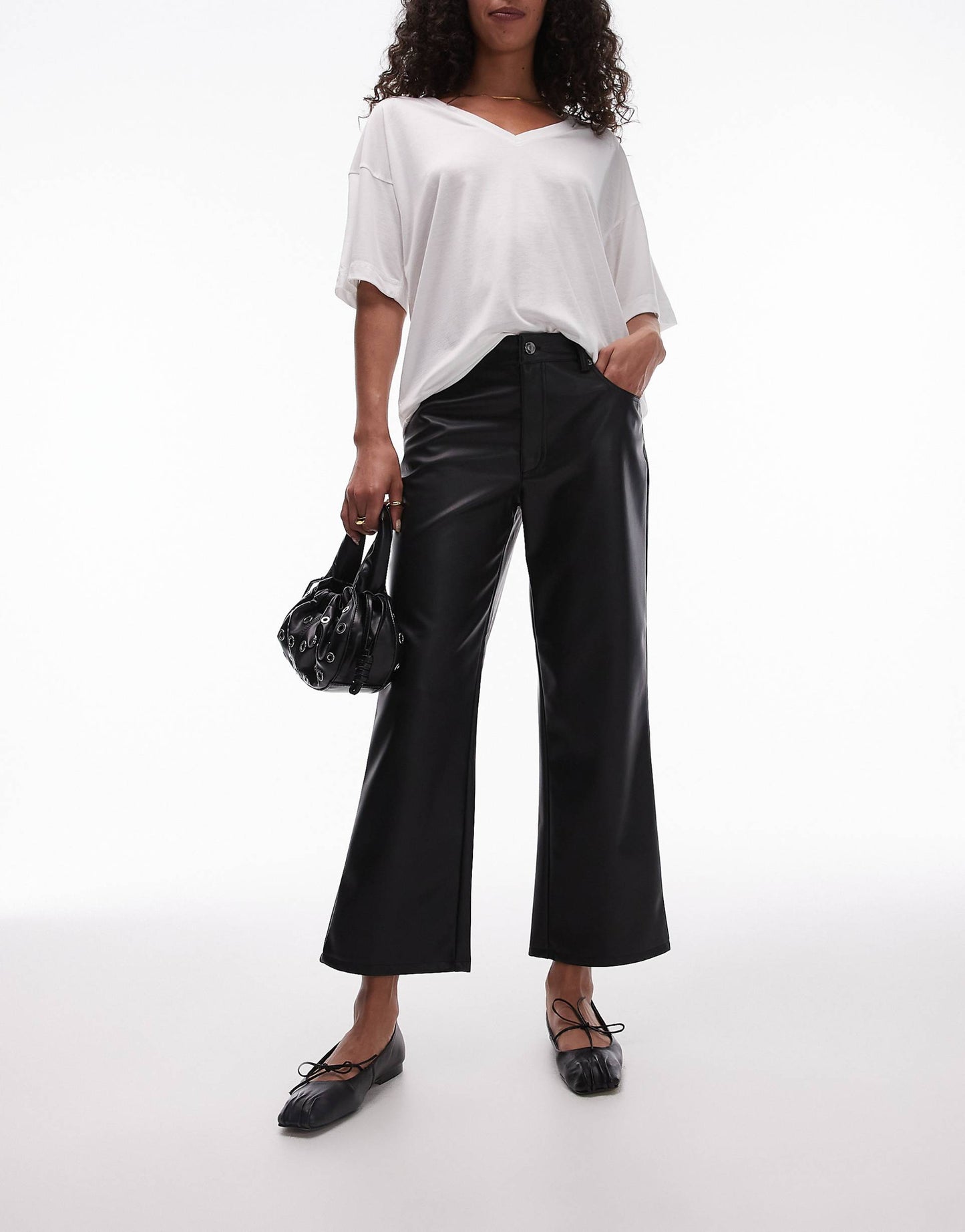Ankle Grazer Straight Leg Faux Leather Trouser