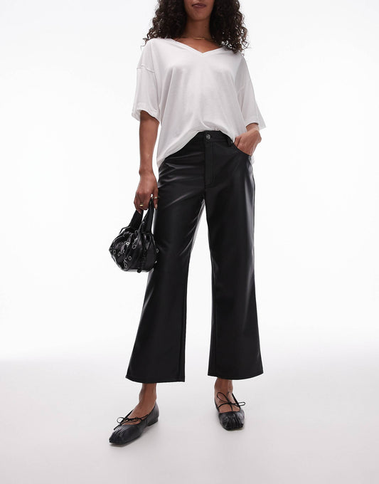 Ankle Grazer Straight Leg Faux Leather Trouser