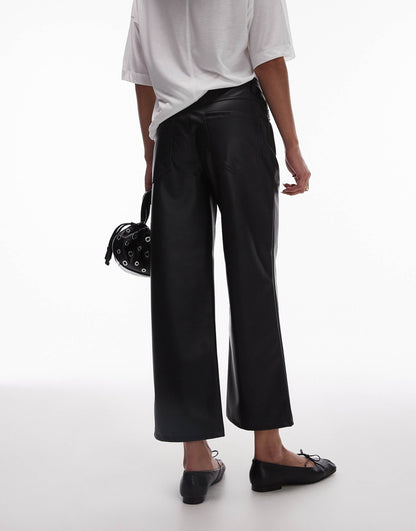 Ankle Grazer Straight Leg Faux Leather Trouser