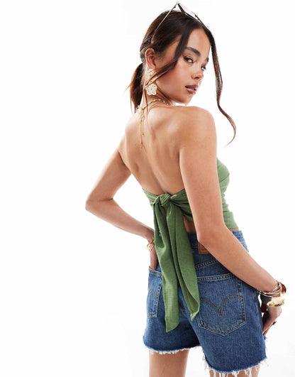 Linen Look Bandeau Scarf Top