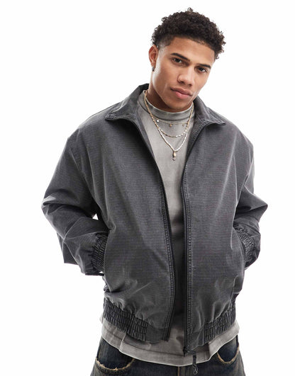 Oversized Washed Harrington Jacket