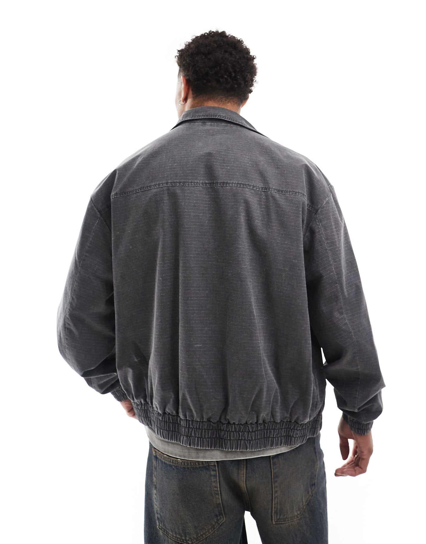 Oversized Washed Harrington Jacket