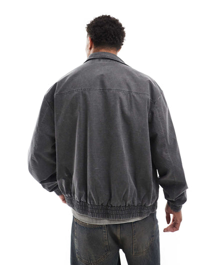 Oversized Washed Harrington Jacket