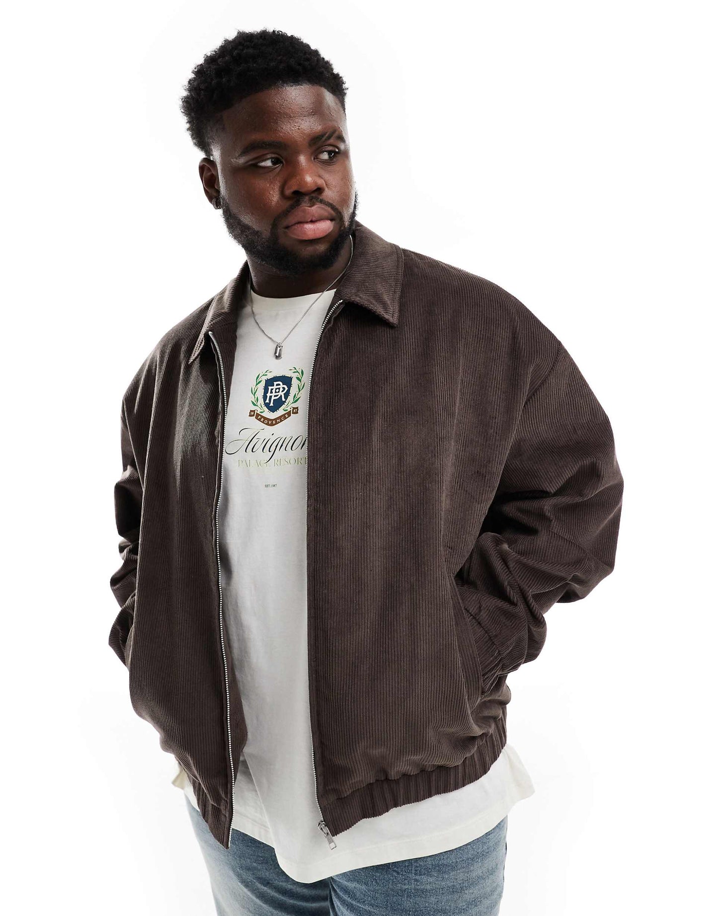 Oversized Cord Harrington Jacket