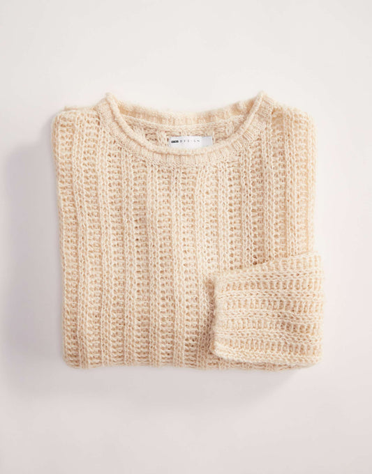 Oversized Open Knit Brushed Rib Jumper