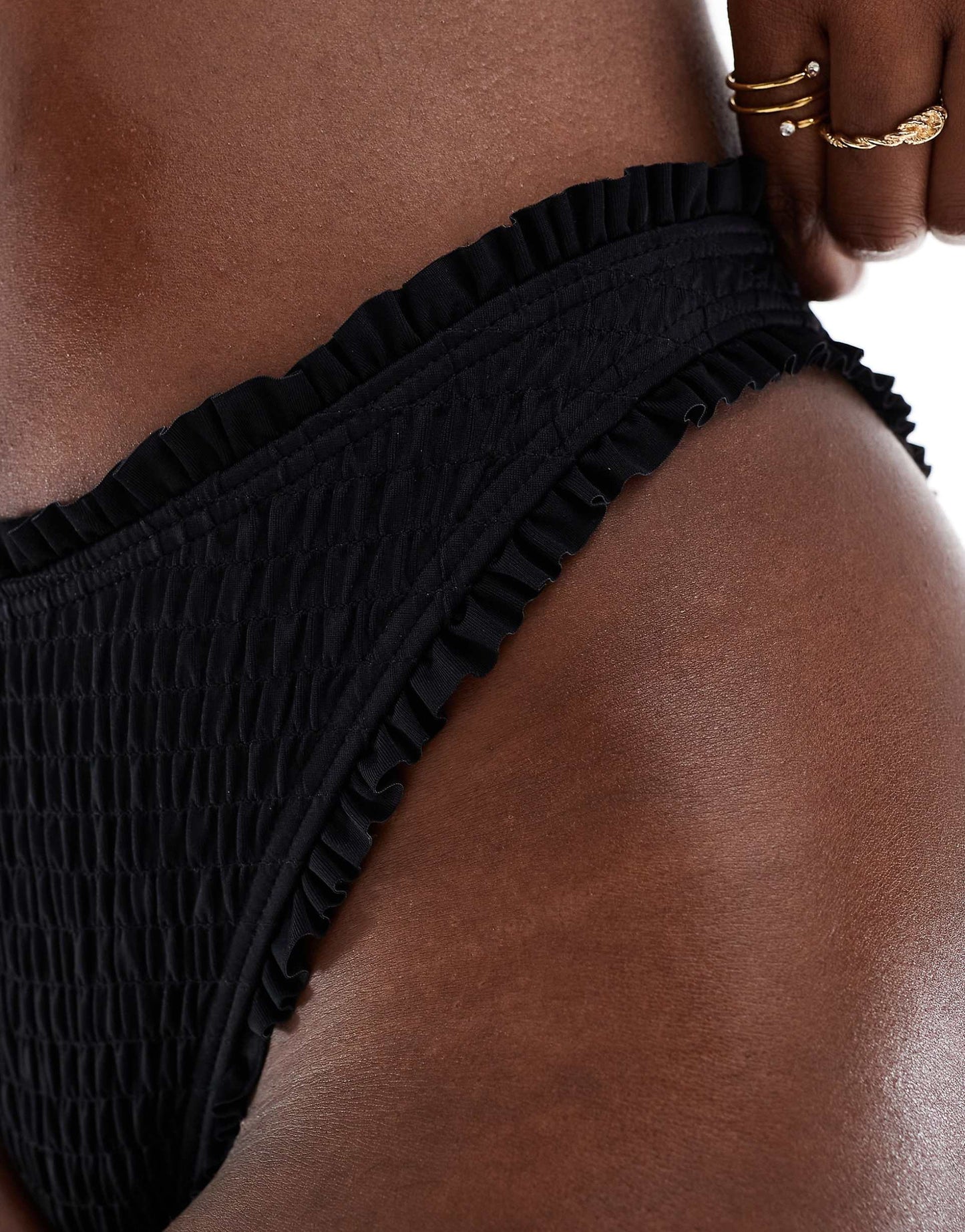 Frilly Crinkle High Leg Bikini Bottom