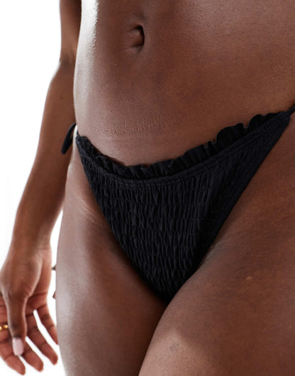 Frilly Crinkle Tie Side Bikini Bottom