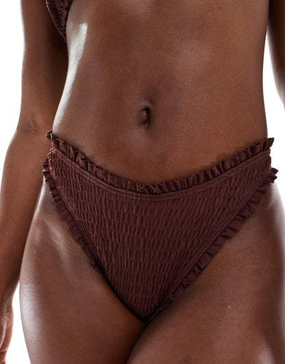 Frilly Crinkle High Leg Bikini Bottom