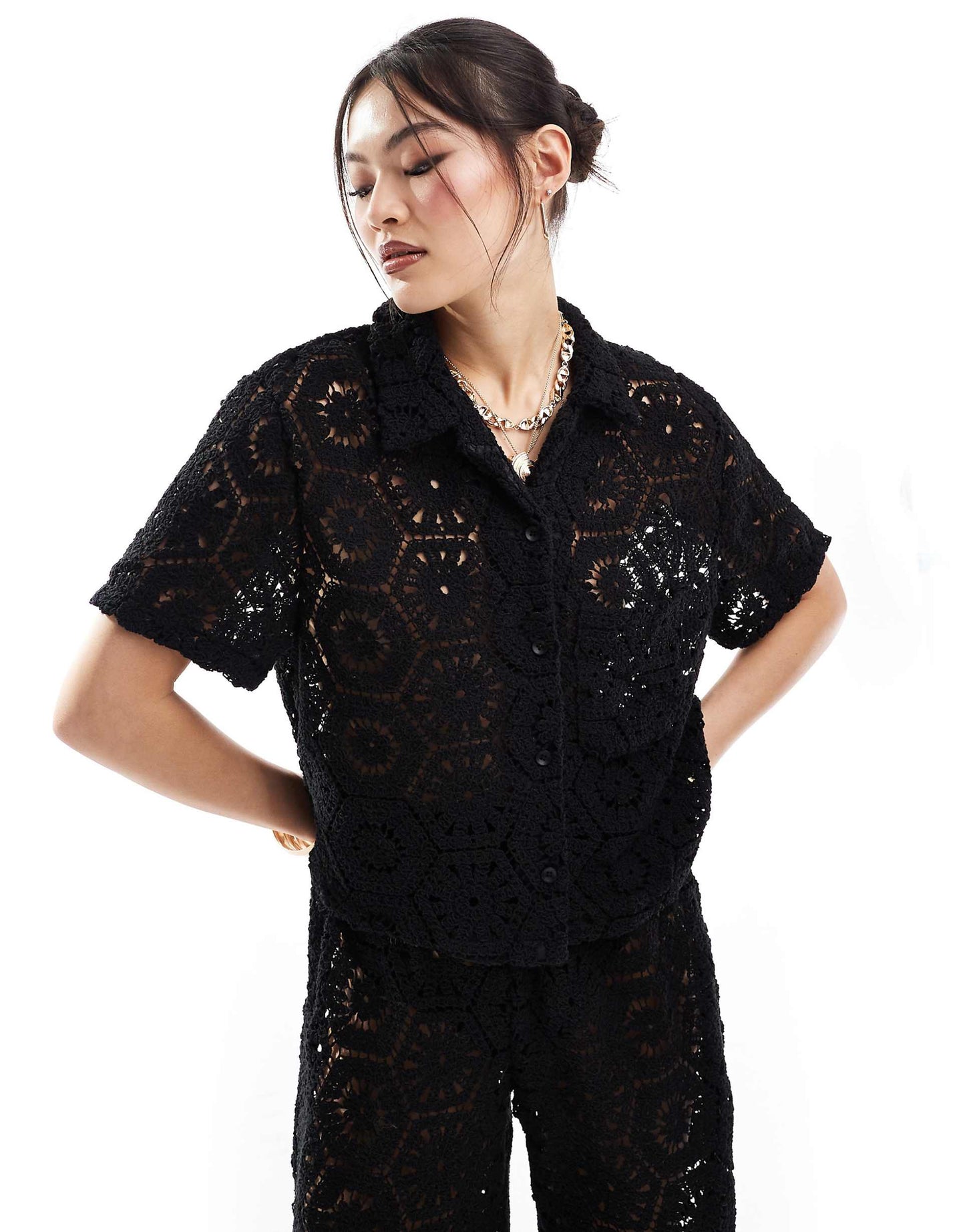 Oversized Crochet Beach Shirt Co-Ord