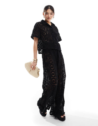 Oversized Crochet Beach Shirt Co-Ord