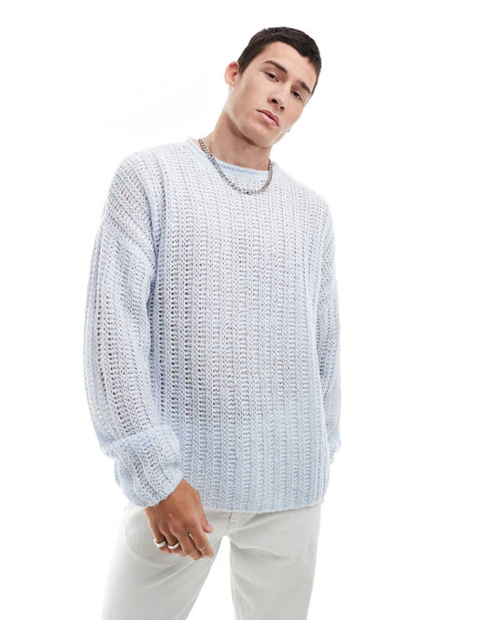 Oversized Open Knit Brushed Rib Jumper